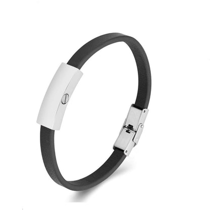 Stainless Steel Memorial Urn Bracelet with Leather Band