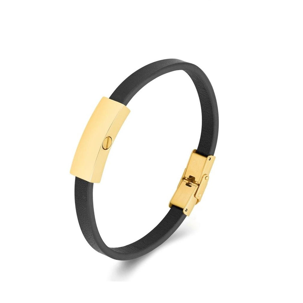 Stainless Steel Memorial Urn Bracelet with Leather Band